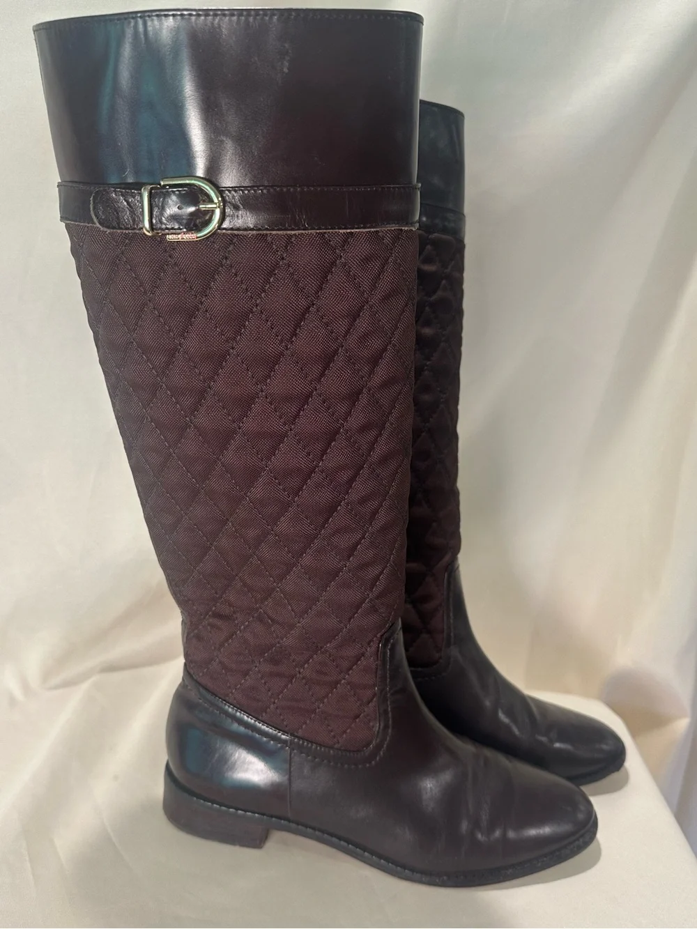 Lily Pulitzer Women’s Quilted Brown Tall leather Riding Boots 7 preppy fall 🐎🍂